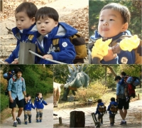 '슈퍼맨' 삼둥이, 마침내 공룡과 만난 순간 대한민국만세의 표정은?