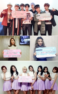 방탄소년단-AOA, 선배 가수 옴므 콘서트 응원 인증샷 공개