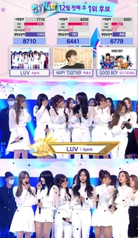 에이핑크, '인기가요' 1위…지상파 3사 가요프로 접수