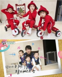 '슈퍼맨' 송일국의 삼둥이, 달력 사진 촬영 '크리스마스 요정으로 변신!'