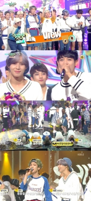 '뮤직뱅크' 샤이니, 3일 연속 음악방송 1위..큰절 공약 수행