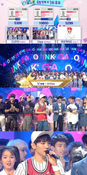 '인기가요' 샤이니, 카라-자이언티 제치고 1위.. 8번째 트로피 차지