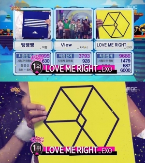 '음악중심' 엑소(EXO), 방송 불참에도 1위 수성...3관왕