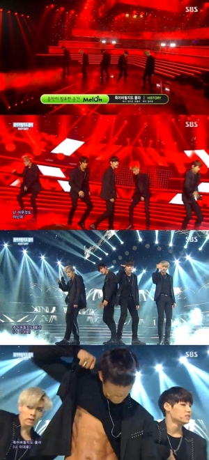 '인기가요' 히스토리, 슈트+복근..남성미 표출한 무대