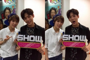 '쇼챔피언' 마마무 문별-비투비 민혁, 훈훈한 투샷 공개 '여심 사냥꾼'