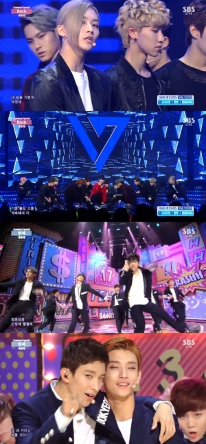 '인기가요' 세븐틴, 만화 속에서 갓 나온 듯한 무대 '락+만세'