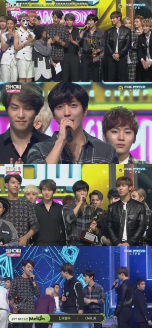 '쇼챔피언' 씨엔블루, 챔피언송 차지..."열심히 하는 씨엔블루 되겠습니다"