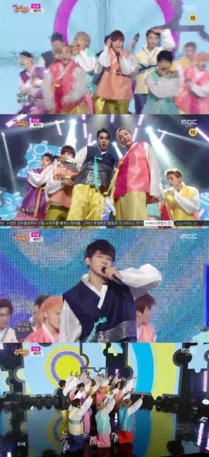 '음악중심' 세븐틴, 추석 맞아 꽃도령으로 변신한 열세 소년 '만세'