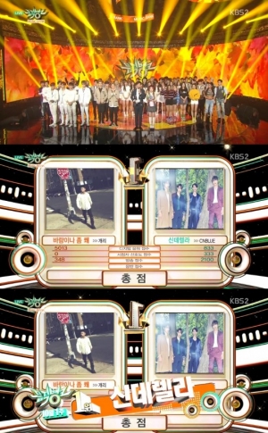 '뮤직뱅크' 씨엔블루, 개리 제치고 1위의 영광 차지