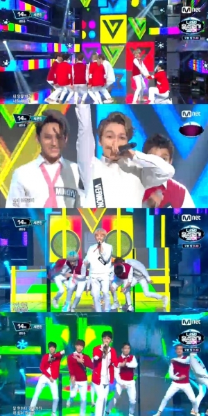 '엠카운트다운' 세븐틴, 팬들 설레게 하는 상큼 퍼포먼스 '만세'