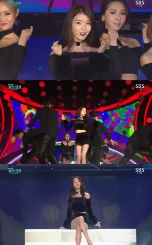 '가요대전' 아이유, '스물셋' 첫 선.. 블랙 아이유로 고급 섹시美 발산