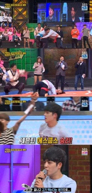 '사장님이 보고있다' 세븐틴 에스쿱스, 방탄소년단 정국 꺾고 씨름 우승 "고기 회식"