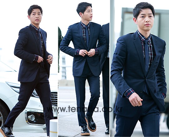 송중기, 자켓 여미고 단정한 출국준비…