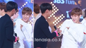 [TEN PHOTO] 세븐틴 민규 빅스 엔, 의외의 인맥..'1위 축하해요 엔 형' (더 쇼)