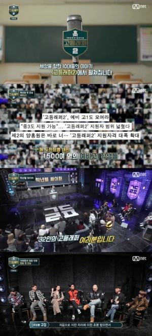 [&#39;고등래퍼2&#39; 등교 첫날①] 본선 진출 32人 전원 공개… 긴장감↓집중도↑