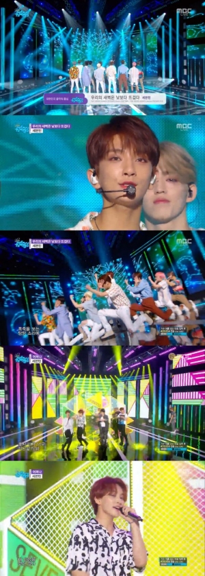 &#39;음악중심&#39; 세븐틴, 더위 물리친 독보적 청량미 발산