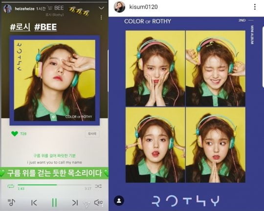 가수 로시를 응원하는 가수 헤이즈, 키썸 SNS. / 제공=도로시컴퍼니