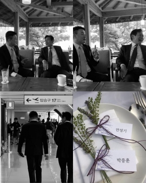 “송중기가 찍어줬어요”...박중훈X안성기, 주진모 결혼식 참석 인증샷 공개
