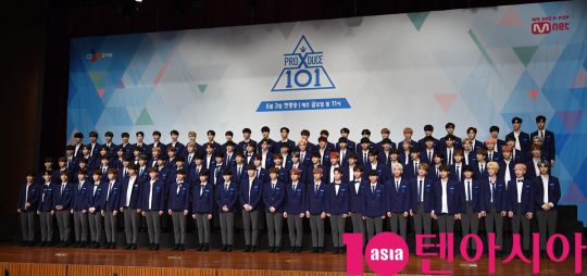 Mnet ‘프로듀스 X 101’ 제작발표회에 참석한 연습생들./ 조준원 기자 wizard333@