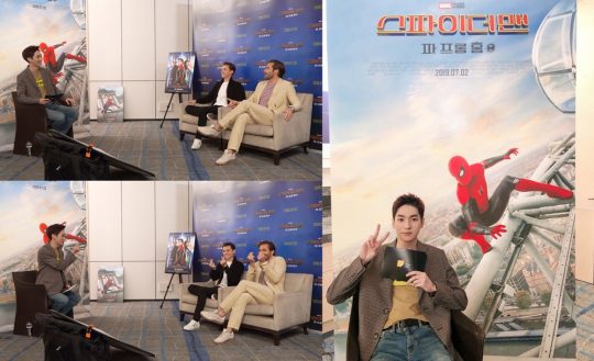뉴이스트 아론, 영화 '스파이더맨' 톰 홀랜드X제이크 질렌할 만나 인터뷰
