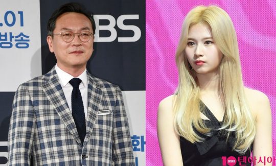 배우 김의성-그룹 트와이스 멤버 사나./ 사진=텐아시아DB