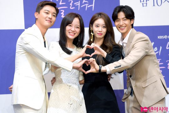 배우 연우진(왼쪽부터), 김세정, 박지연, 송재림이 1일 오후 서울 신도림동 라마다호텔에서 열린 KBS2 새 월화드라마 ‘너의 노래를 들려줘’ 제작발표회에 참석했다. / 서예진 기자 yejin@