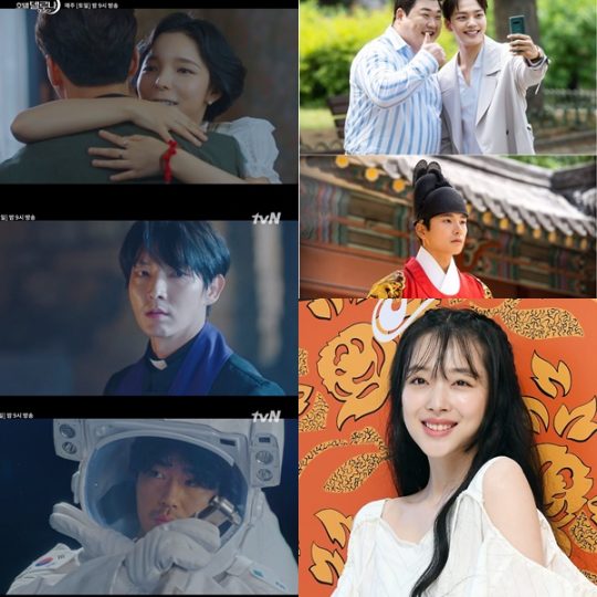 tvN 토일드라마 ‘호텔 델루나’의 특별출연 배우들. 왼쪽 위부터 시계방향으로 박진주, 김준현, 이이경, 설리, 이시언, 이준기. / 사진=방송화면, 텐아시아DB