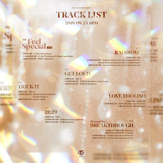 트와이스 ‘Feel Special’ 트랙리스트. /사진제공=JYP엔터테인먼트