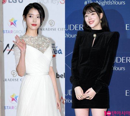 가수 겸 배우 아이유(왼쪽)와 고(故) 설리. / 사진=텐아시아DB