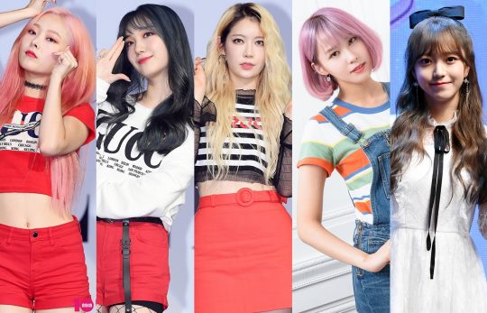 그룹 프리스틴 출신 은우(왼쪽부터), 민경, 예빈, 경원과 가수 김소희. / 사진=텐아시아DB