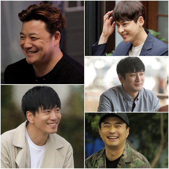 ‘연애의 맛’ 윤정수(왼쪽 위부터 시계 방향), 박진우, 이재황, 정준, 강두. /사진제공=TV CHOSUN ‘연애의 맛’