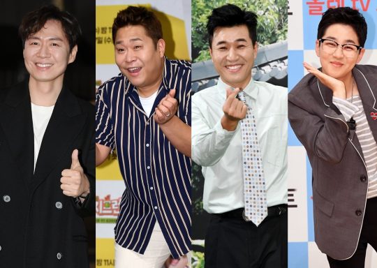 배우 연정훈(왼쪽부터), 개그맨 문세윤, 가수 김종민, 래퍼 딘딘 / 사진=텐아시아DB
