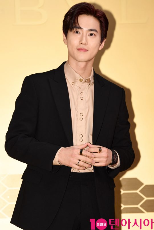 엑소 수호가 29일 오후 서울 잠원동 서울웨이브에서 열린 불가리, 새로운 아이코닉 워치 ‘세르펜티 세두토리’ 런칭 행사에 참석하고 있다.