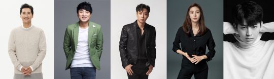 채널A ‘비행기 타고 가요 시즌2’에 출연하는 배우 신현준(왼쪽부터), 개그맨 황제성, 가수 은지원, 배우 유이, 아이콘의 송윤형. /사진제공=각 소속사