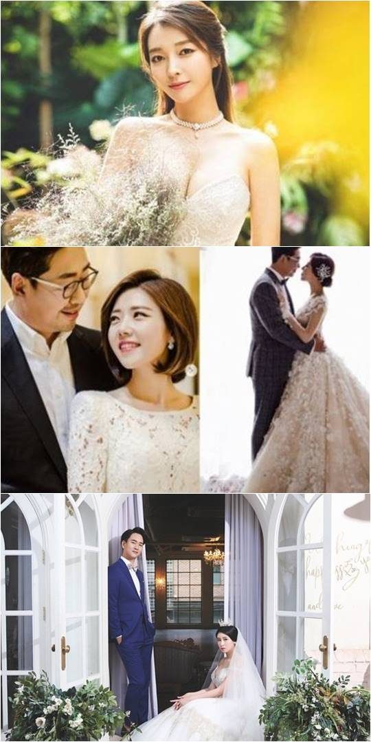 가수 이상미(위부터), 김선영 아나운서·백성문 변호사 부부, 장홍제의 웨딩화보./ 사진제공=각 스타 SNS