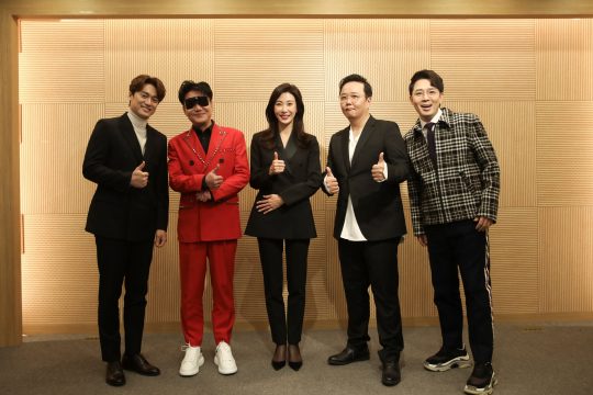 방송인 오상진(왼쪽부터), 가수 이상원, 배우 성현아, 육각수의 조성환, 방송인 붐이 2일 오후 서울 정동 조선일보 씨스퀘어빌딩에서 열린 TV조선 새 예능 ‘손맛 전수 리얼리티-백년의 맛, 후계자들’ 기자간담회에 참석했다. /사진제공=TV조선