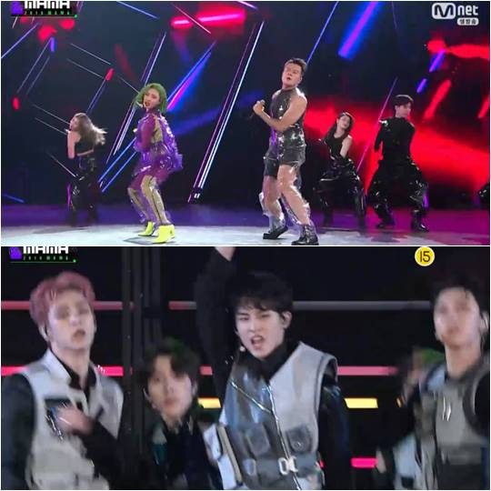 화사X박진영의 퍼포먼스(위), 웨이션브이의 퍼포먼스./ 사진=’2019 MAMA’ 방송화면 캡처