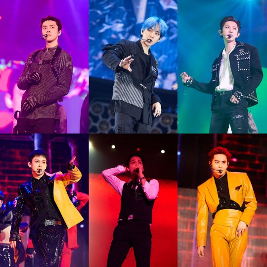 그룹 엑소의 세훈(왼쪽위부터 시계방향), 백현, 찬열, 수호, 카이, 첸./사진제공=SM엔터테인먼트