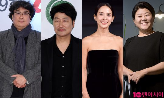 봉준호 감독(왼쪽부터), 배우 송강호, 조여정, 이정은. /사진=텐아시아DB