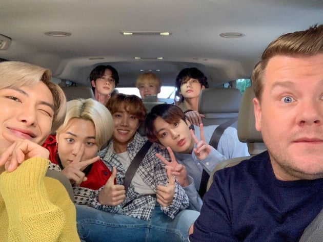 방탄소년단, 美 '제임스 코든쇼' 코너 '카풀 카라오케'서 맹활약…거침없는 글로벌 행보