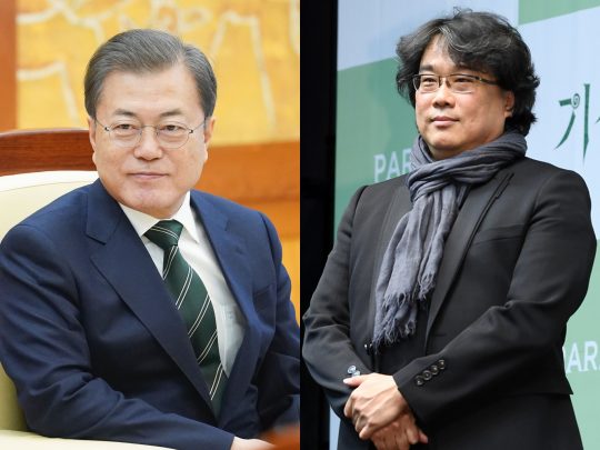 문재인 대통령(왼쪽), 봉준호 감독. /사진=청와대, 텐아시아DB
