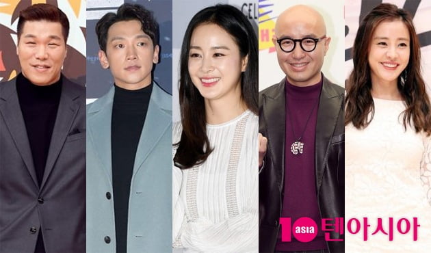 서장훈(왼쪽부터), 비, 김태희, 홍석천, 박은혜 / 사진=텐아시아DB