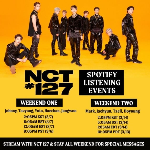 NCT 127 스포티파이 '리스닝 파티' 예고./ 사진=NCT 127 공식 SNS 제공