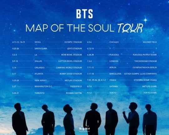 방탄소년단 '맵 오브 더 솔' 투어 일정./ 사진제공=빅히트 엔터테인먼트