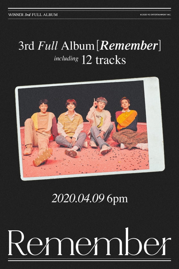 그룹 위너의 'REMEMBER' 포스터 / 사진제공=YG엔터테인먼트