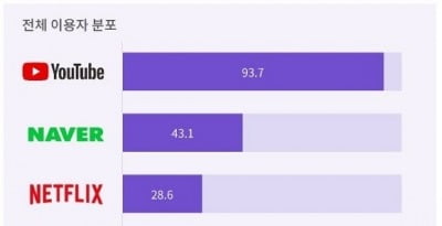온라인 동영상 '유튜브 천하'…'넷플릭스'는 이용률 2배 증가