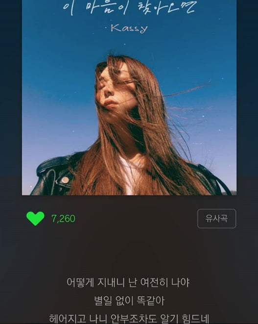 가수 케이시의 신곡 스트리밍 화면 /사진=임영웅 SNS