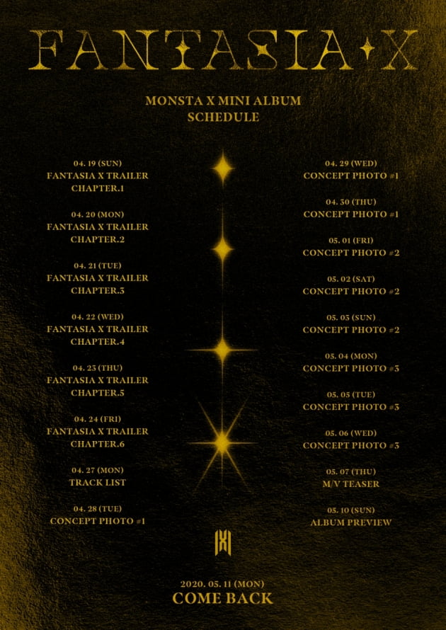 몬스타엑스 'FANTASIA X' 스케줄러 공개 /사진=스타쉽엔터테인먼트 제공