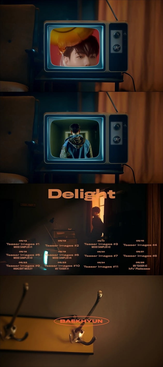 백현 두 번째 미니앨범 'Delight' 영상 스케줄 포스터 캡처.