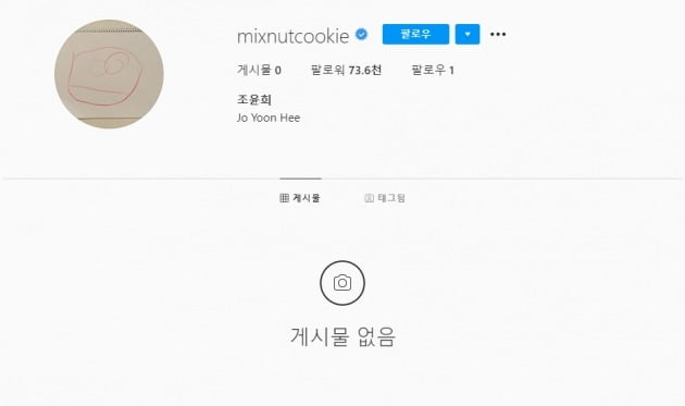 게시물이 삭제된 조윤희 인스타그램 / 사진=인스타그램 캡처